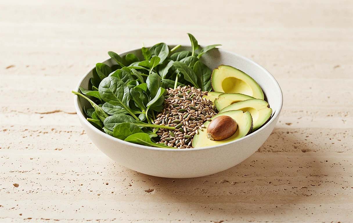 Fresh nutritional ingredients on a stone surface